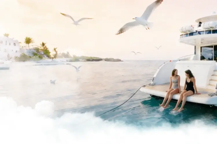 Luxury yacht charter in Dubai - relax on the swim platform | Sky Walker Yachts